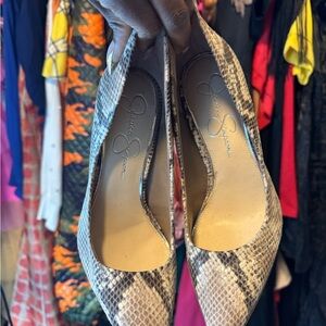 Jessica Simpson Snakeskin Heels - Brown and Cream